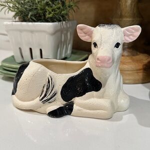 Cow Ceramic Planter - Black and White